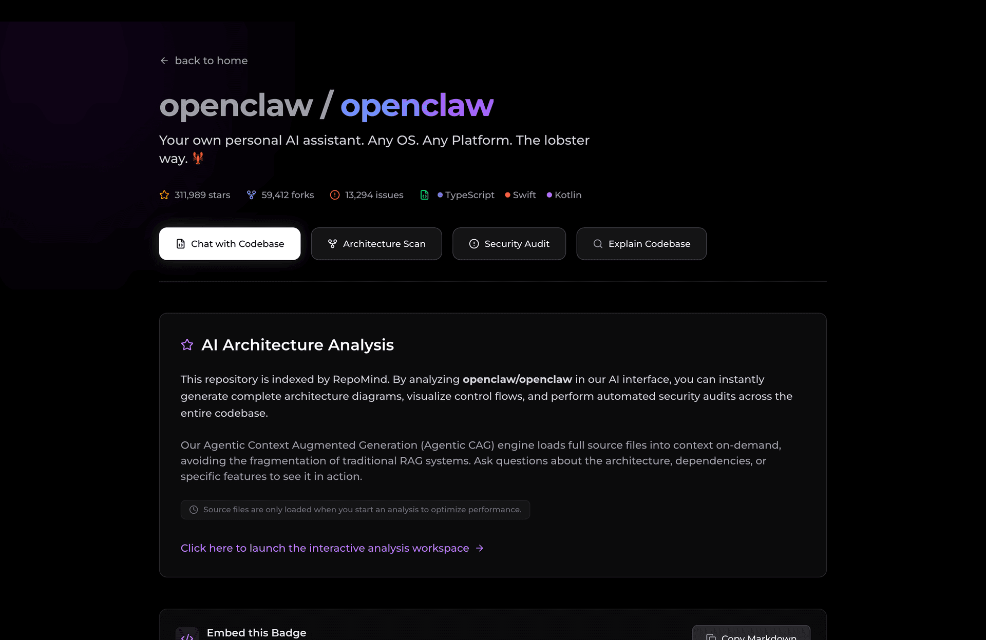 Repository profile intelligence